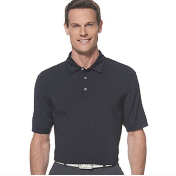 Callaway UPF50 Men's Tonal Polo Shirt in Black Size XL | Polyester/Spandex - Picture 4 of 6